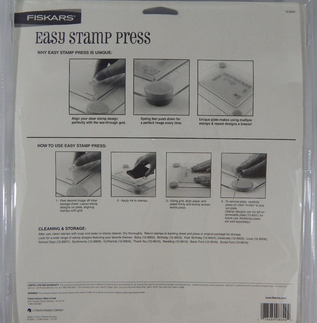 Fiskars EASY STAMP PRESS for Scrapbooking & Cardmaking, NEW