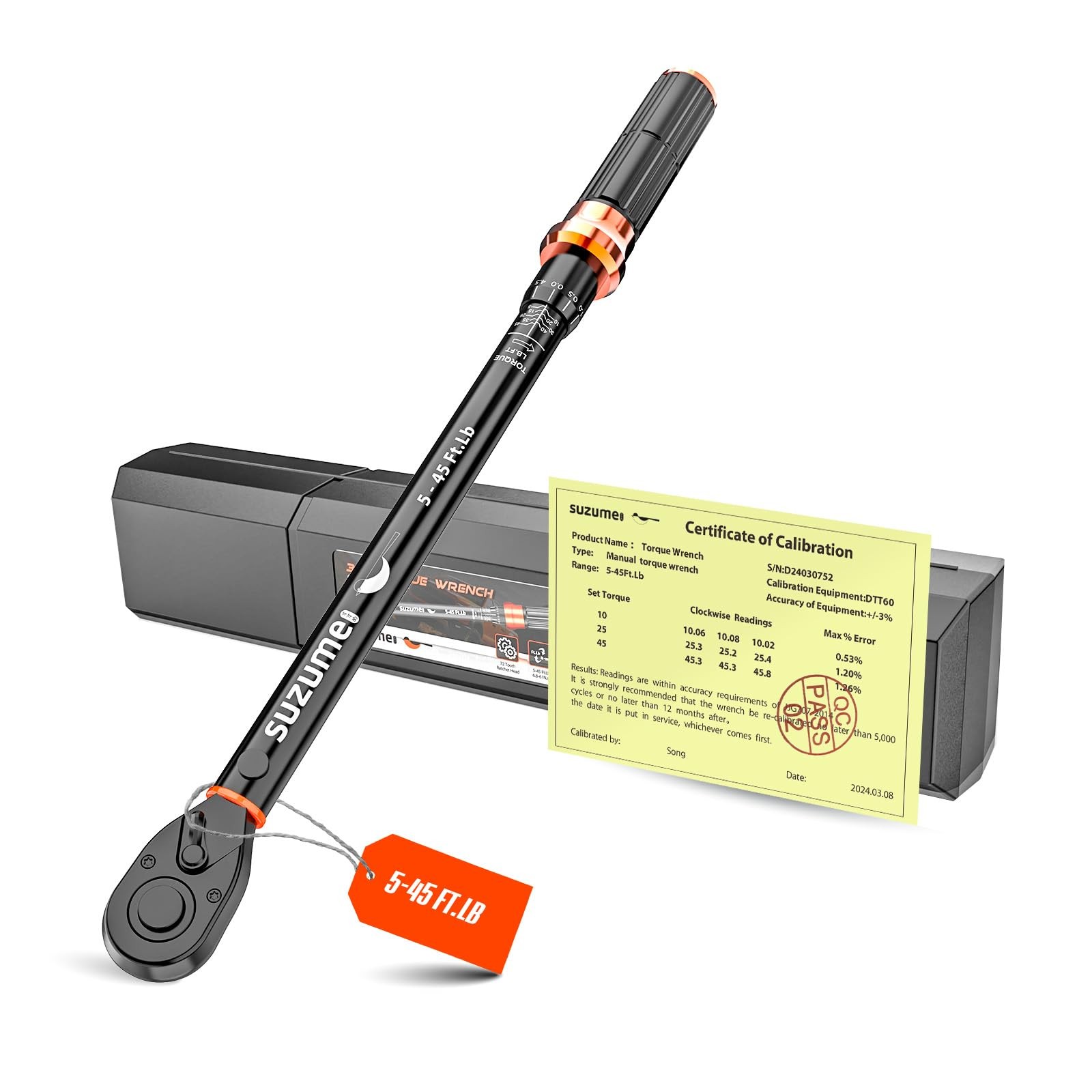 Torque Wrench 3/8 Drive 5-45 Ft. Lb/ 6.8-61 N.m 72 Tooth Reversible Head Torq...