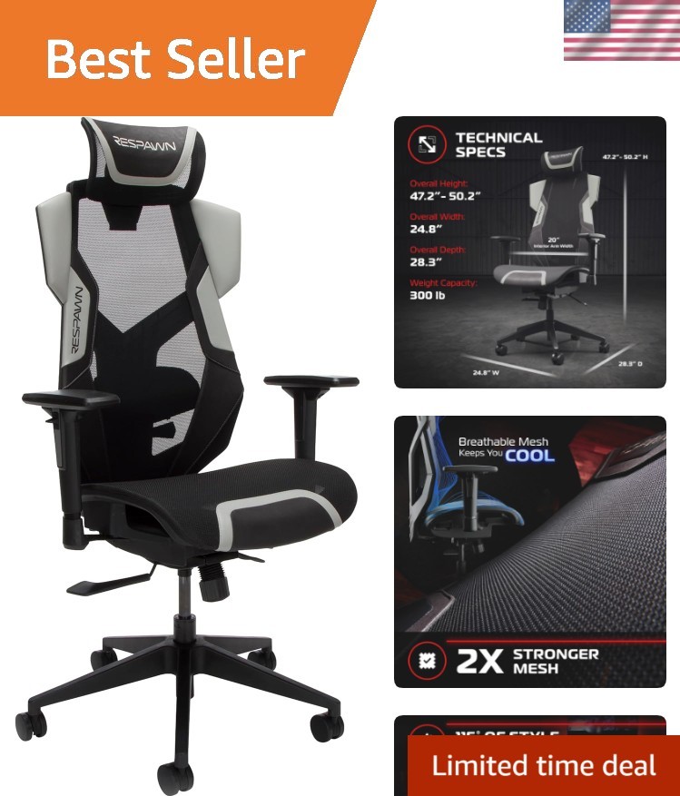 FLEXX Ergonomic Office and Gaming Chair with Lumbar Support - Breathable Mesh...