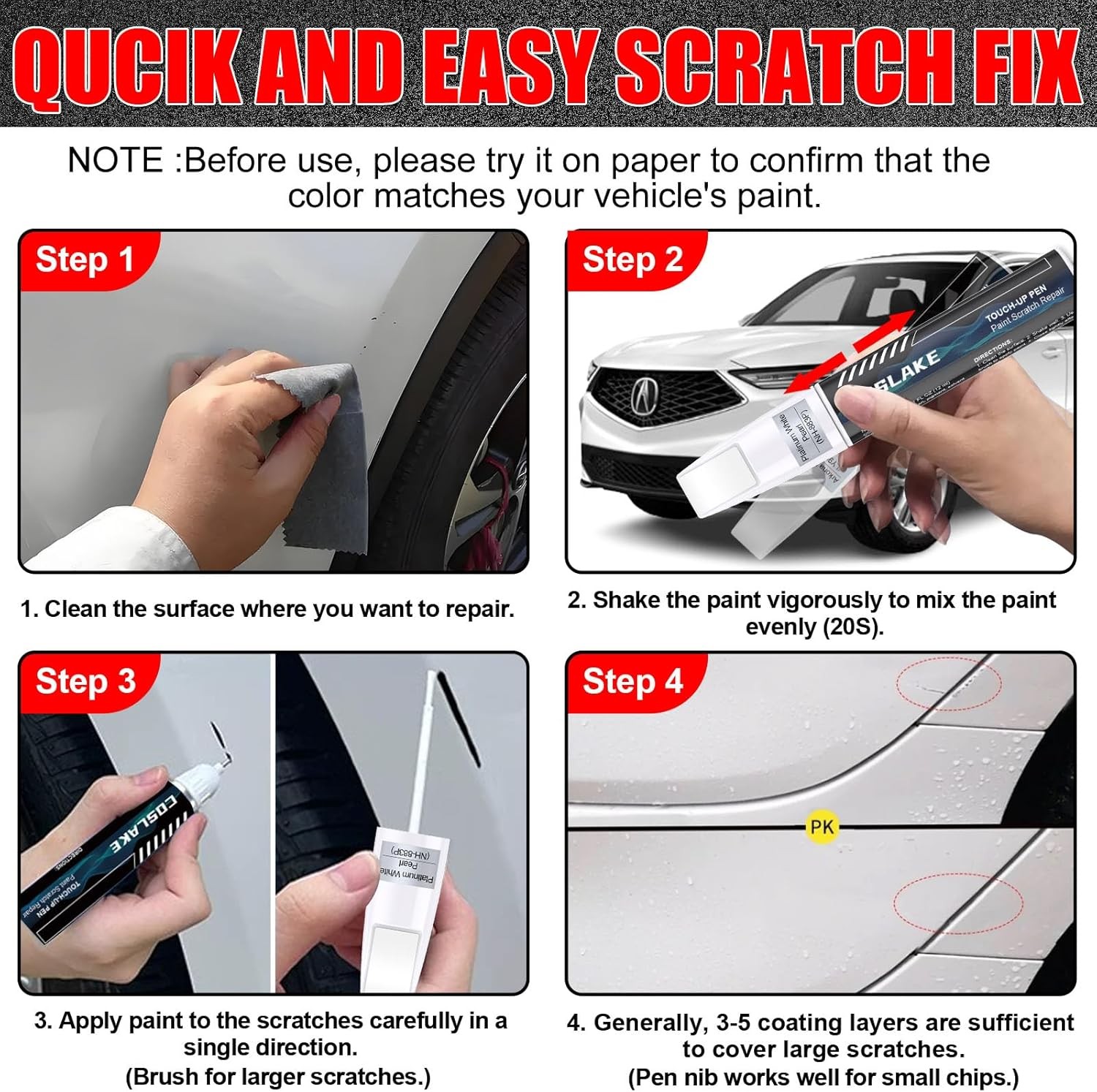 Car Touch Up Paint(Majestic Black Pearl(NH-893P)) for Acura, Car Paint Scratch R