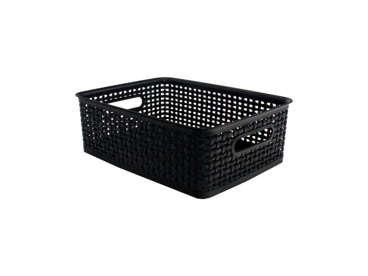 Advantus Plastic Weave Bin Medium 14" x 10.5" x 4.63" Black 36003