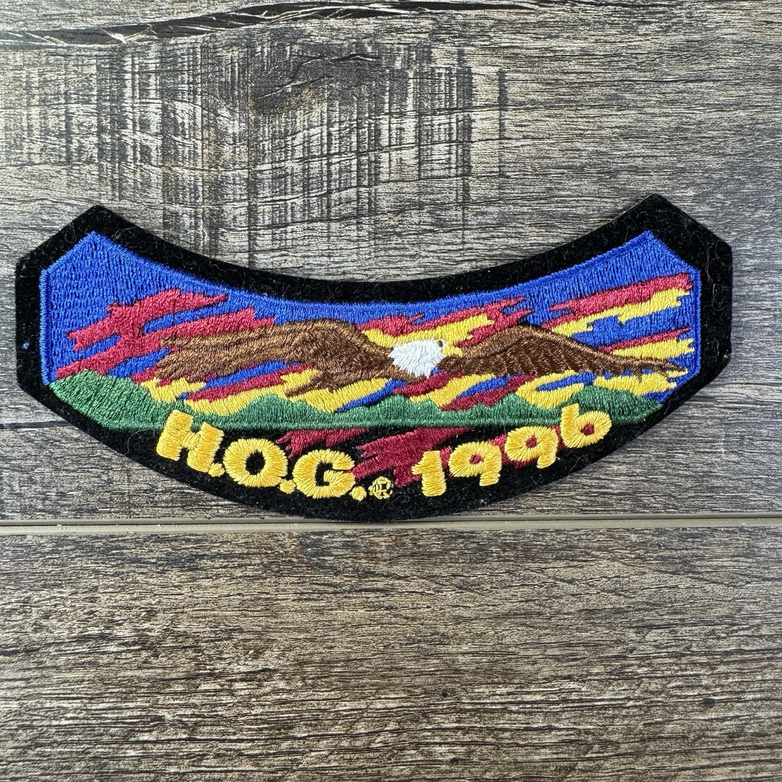 1996 HOG Membership Rocker Patch HARLEY DAVIDSON OWNERS GROUP Flying Eagle