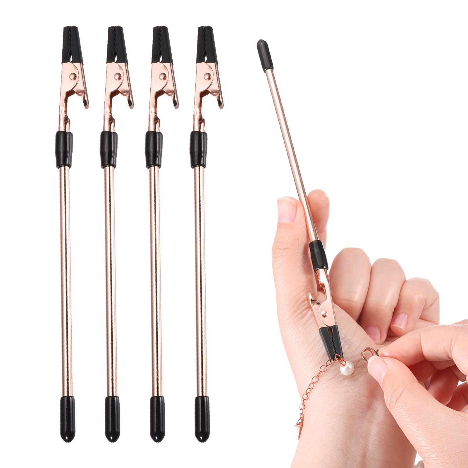 4 Pcs Metal Bracelet Helper Tool, Bracelet Helper to Put on Yourself, Rose Gold