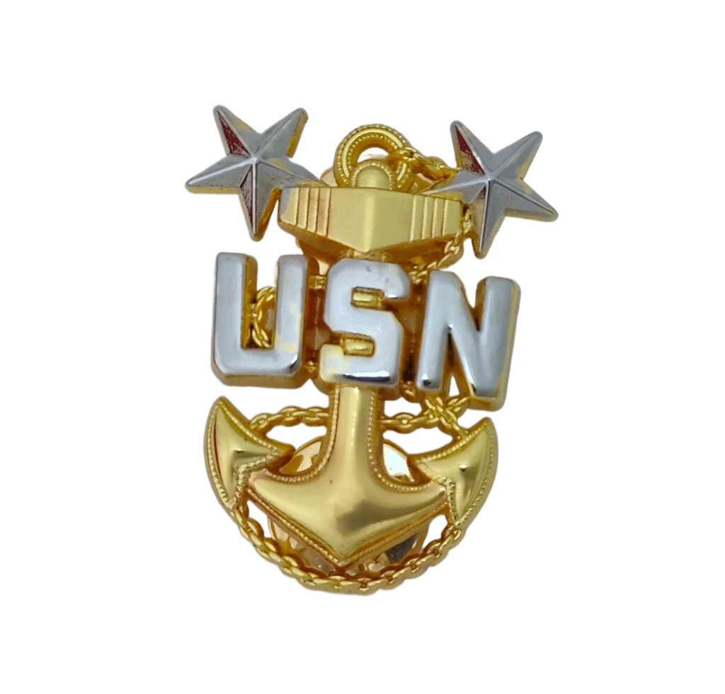 US NAVY Master Chief Petty OFFICER E9 SERVICE DRESS CAP PIN BADGE MINIATURE