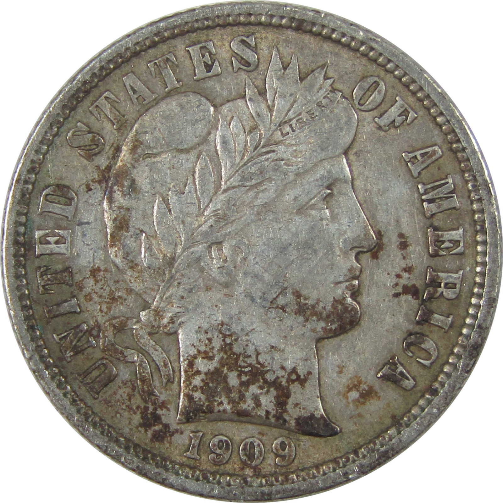 1909 Barber Dime XF EF Extremely Fine Silver 10c Coin SKU:I21104