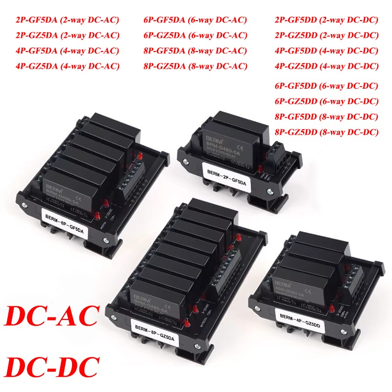 2/4/6/8 Channel Solid State Relay Module Input 3-32VDC Output 24-480VAC/5-60VDC