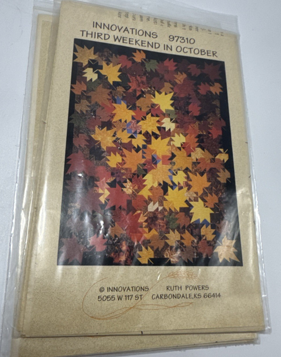 Innovations 97310 Third Weekend In October Quilt Pattern Autumn Leaves Uncut