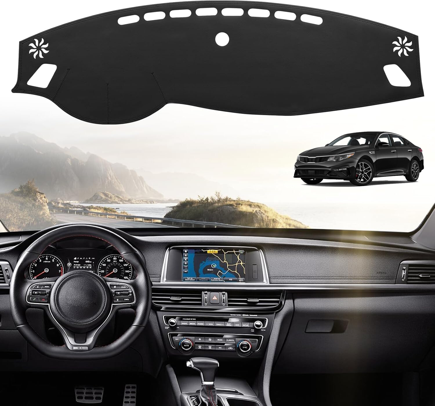 Custom Fit 2016-2020 Kia Optima Car Dashboard Cover Pad Carpet Dash Mat Black
