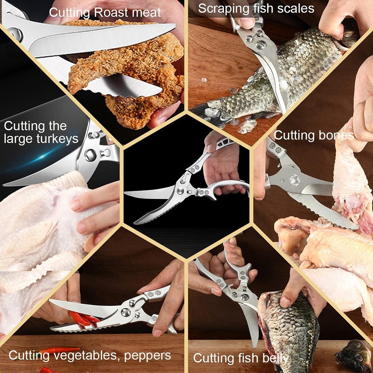 Upgrade Heavy Duty Stainless Steel Kitchen Scissors,Multipurpose Ultra Sharp ...