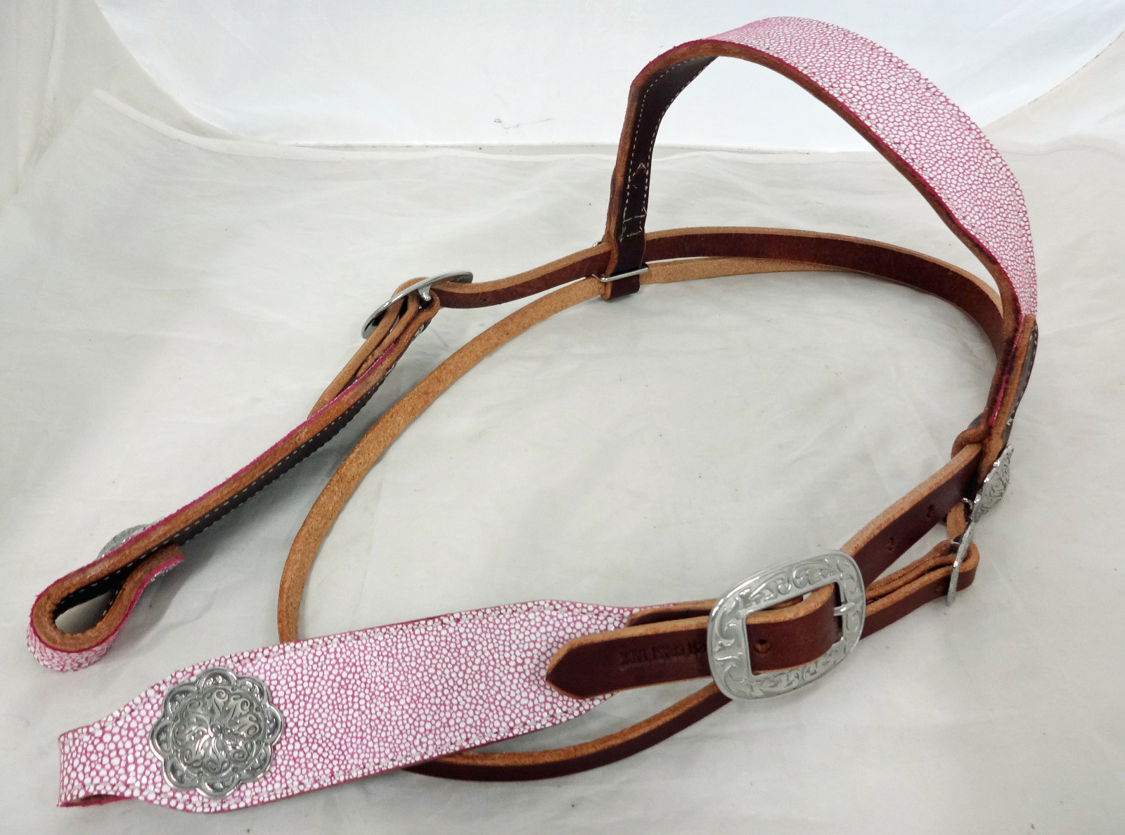Headstall Pink Stingray Print Harness Leather Horse Tack Jeremiah Watt Conchos