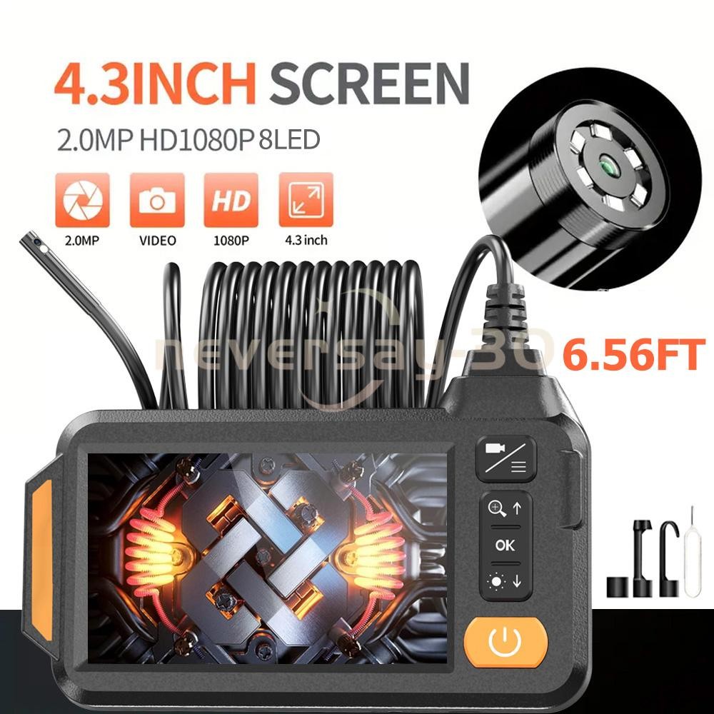 Endoscope Camera Borescope 6.56FT Cable 4.3" Screen with 8 LED Lights Dual Lens