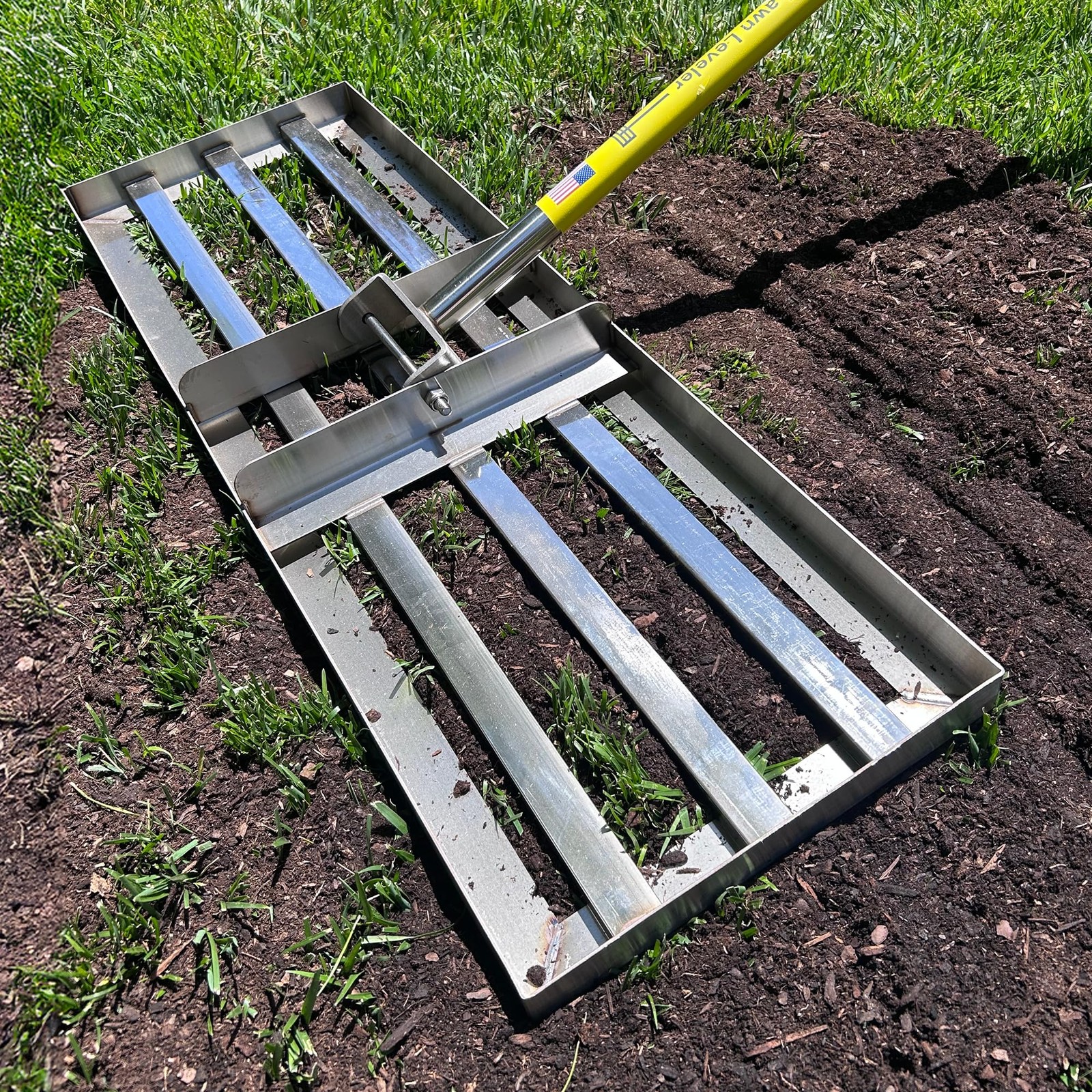 Lawn Leveling Rake  Stainless Steel Tool for Easy Soil and Ground Surface