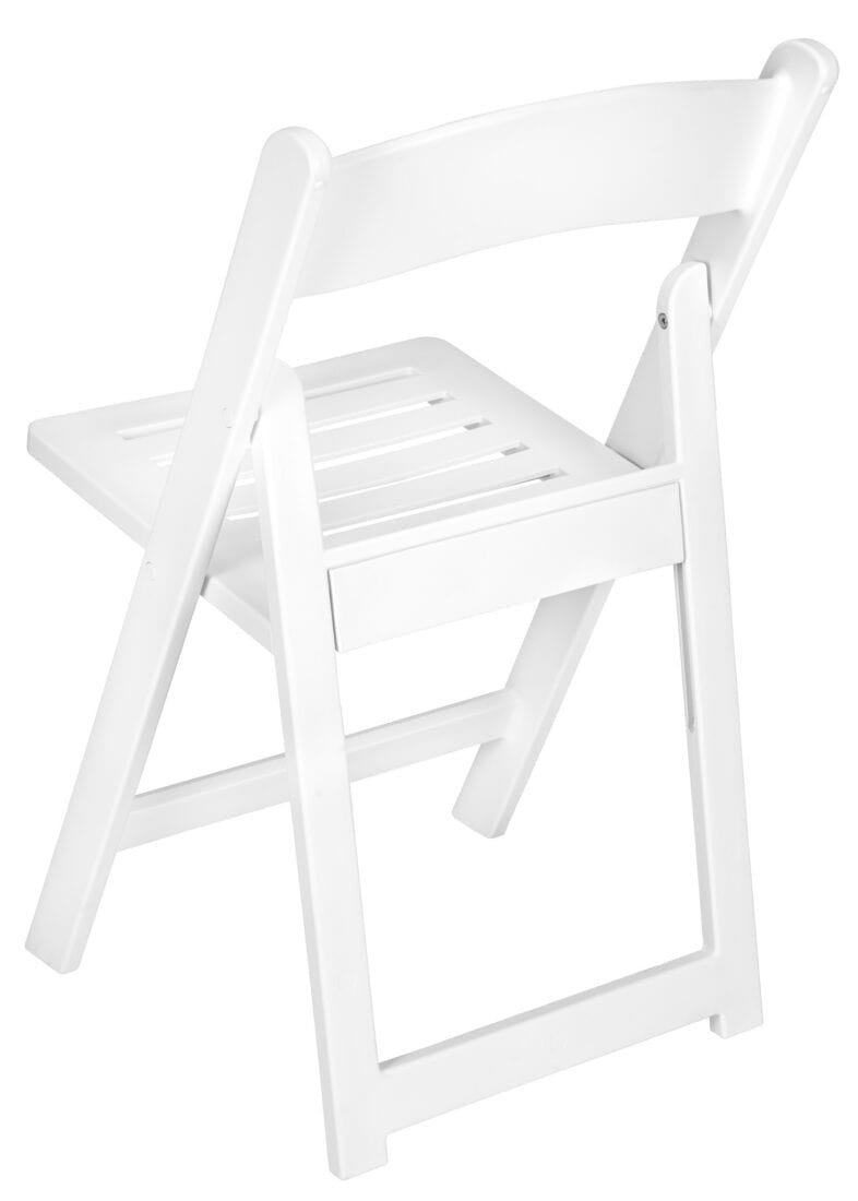 White Resin Folding Chair with Slatted & Padded Seat - 2N1 by Chivari