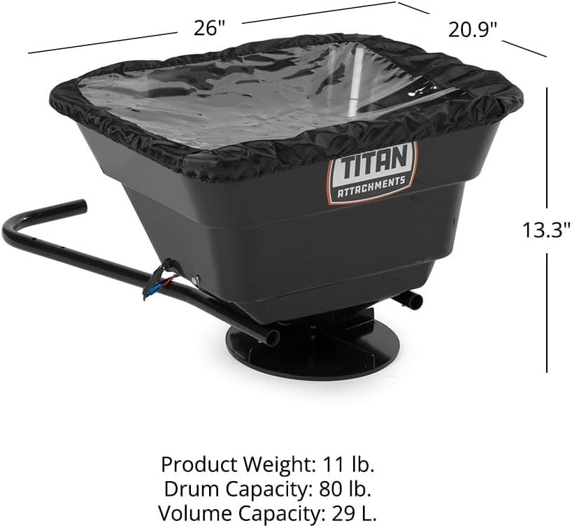 12 Volt ATV/UTV Broadcast Spreader 80 LB Capacity Back/Front Mounting ATV UTV Or
