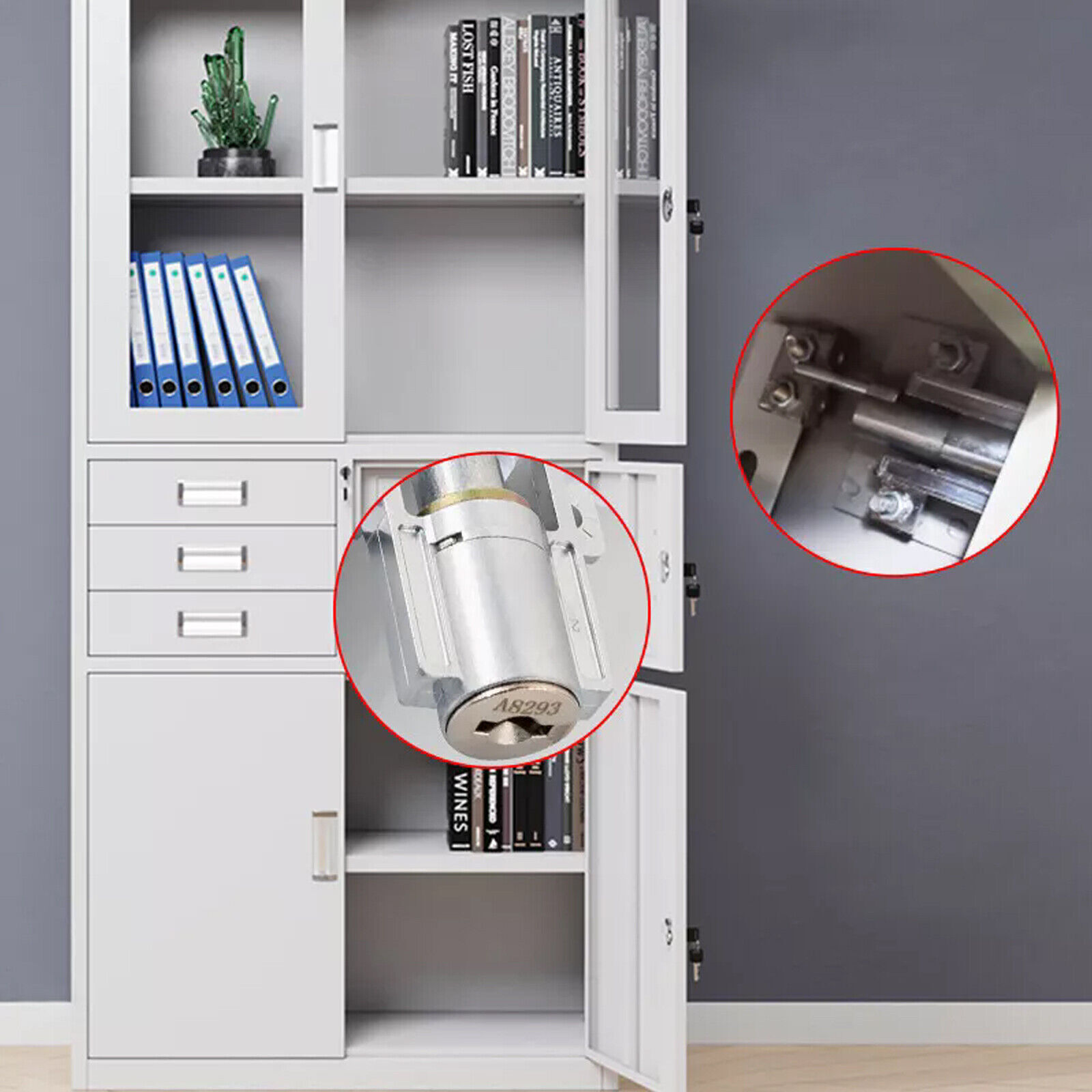 File movable cabinet drawer linkage lock One lock /w multiple drawer locks