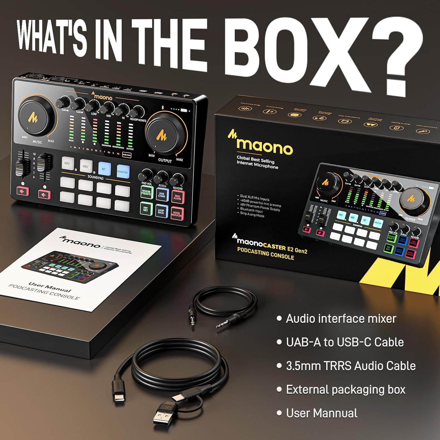 Podcast Equipment Bundle: Audio Interface Mixer with Dual XLR Input for Podcast