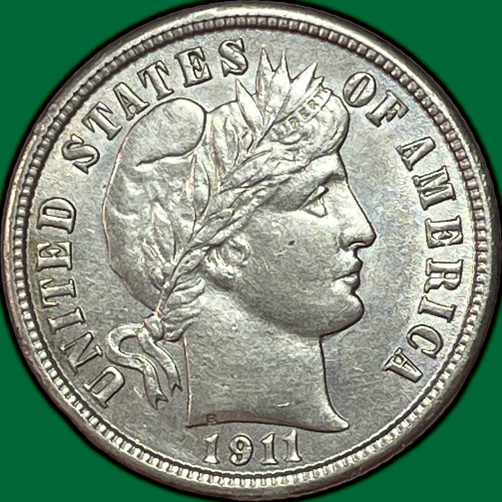 1911 Barber Dime Uncirculated UNC Coin #43875