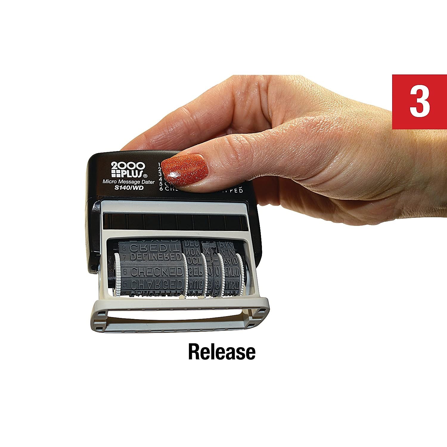 Self Inking Micro Message Dater Stamp with Phrases for Office Use Black