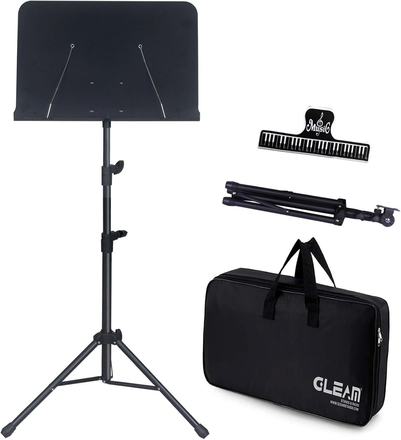 Sheet Music Stand Lightweight with Carrying Bag - Iron Panel, Portable Dual Use