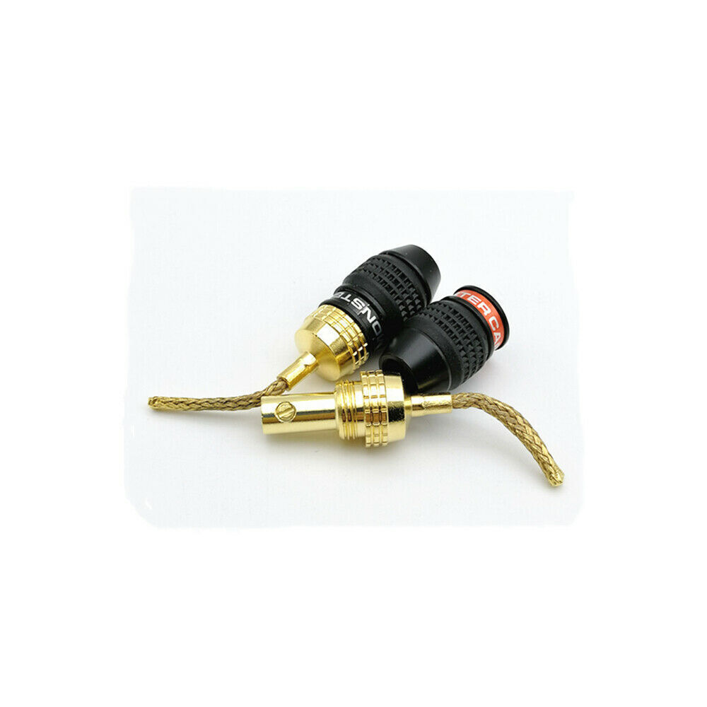 2x/lot 2MM Monster Copper Wire Gold-Plated Banana Plug Speaker Braided Connector