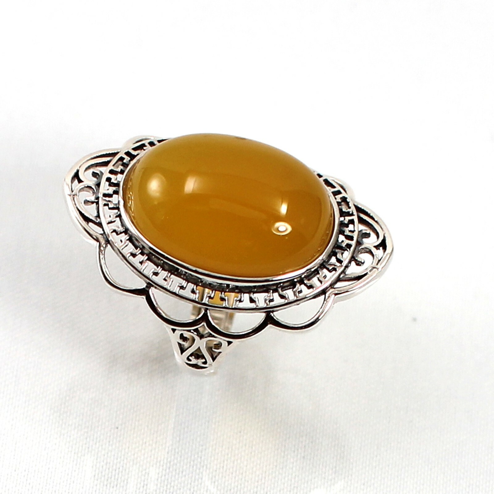 Honey Agate Solid Sterling Silver .925 Antique Style Solitaire Ring TPJ