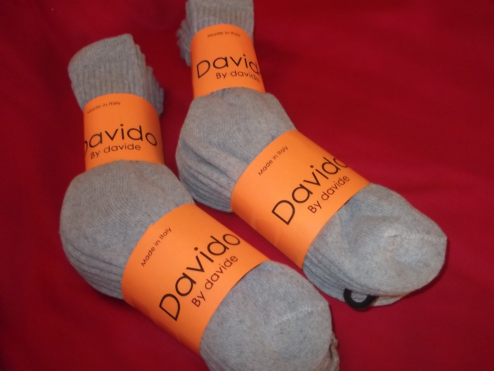 Davido women socks crew made in Italy 100% cotton size 9-11 color gray 6 pairs