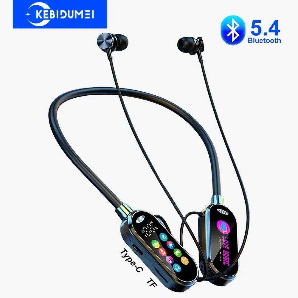 Color Screen Bluetooth 5.4 Earphones Neckband Headphones Wireless Headsets