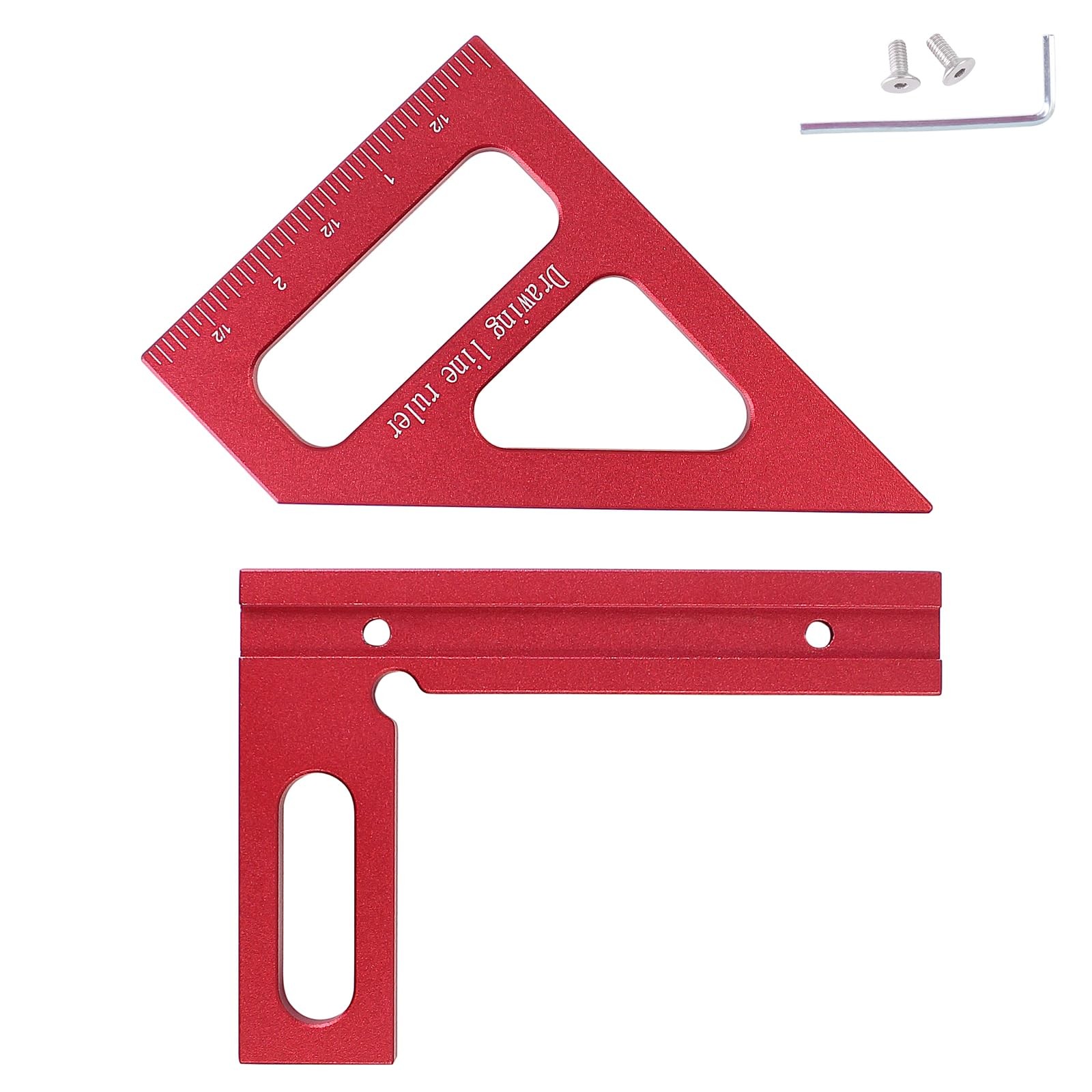 KETIPED Imperial 3D Multi-Angle Measuring Ruler,45/90 Degree Red(Imperial)