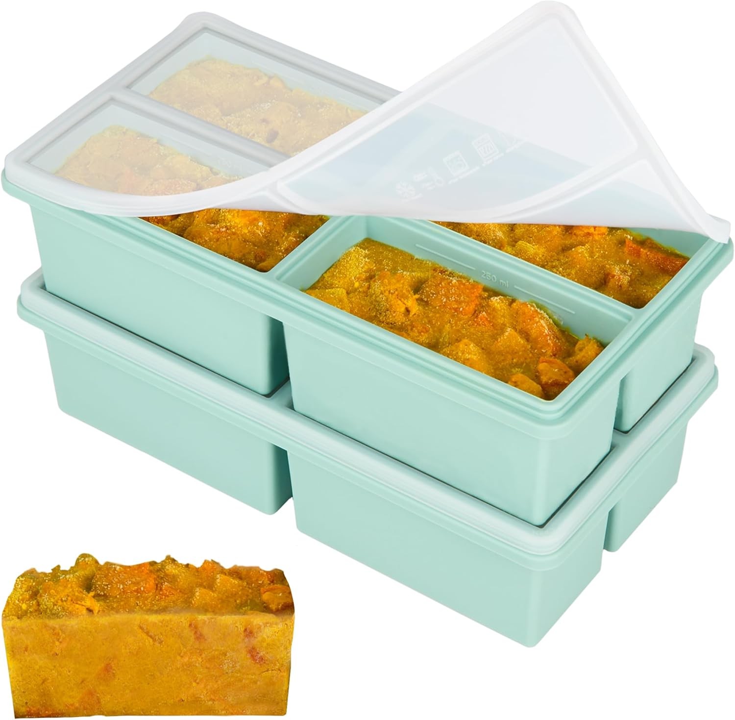 Silicone Freezer Trays with Lid Soup Freezer Molds Steel Ring Top