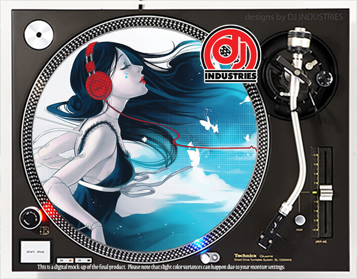 Anime Headphone Girl Adriana - 7"-12" DJ slipmat for LP turntable record player