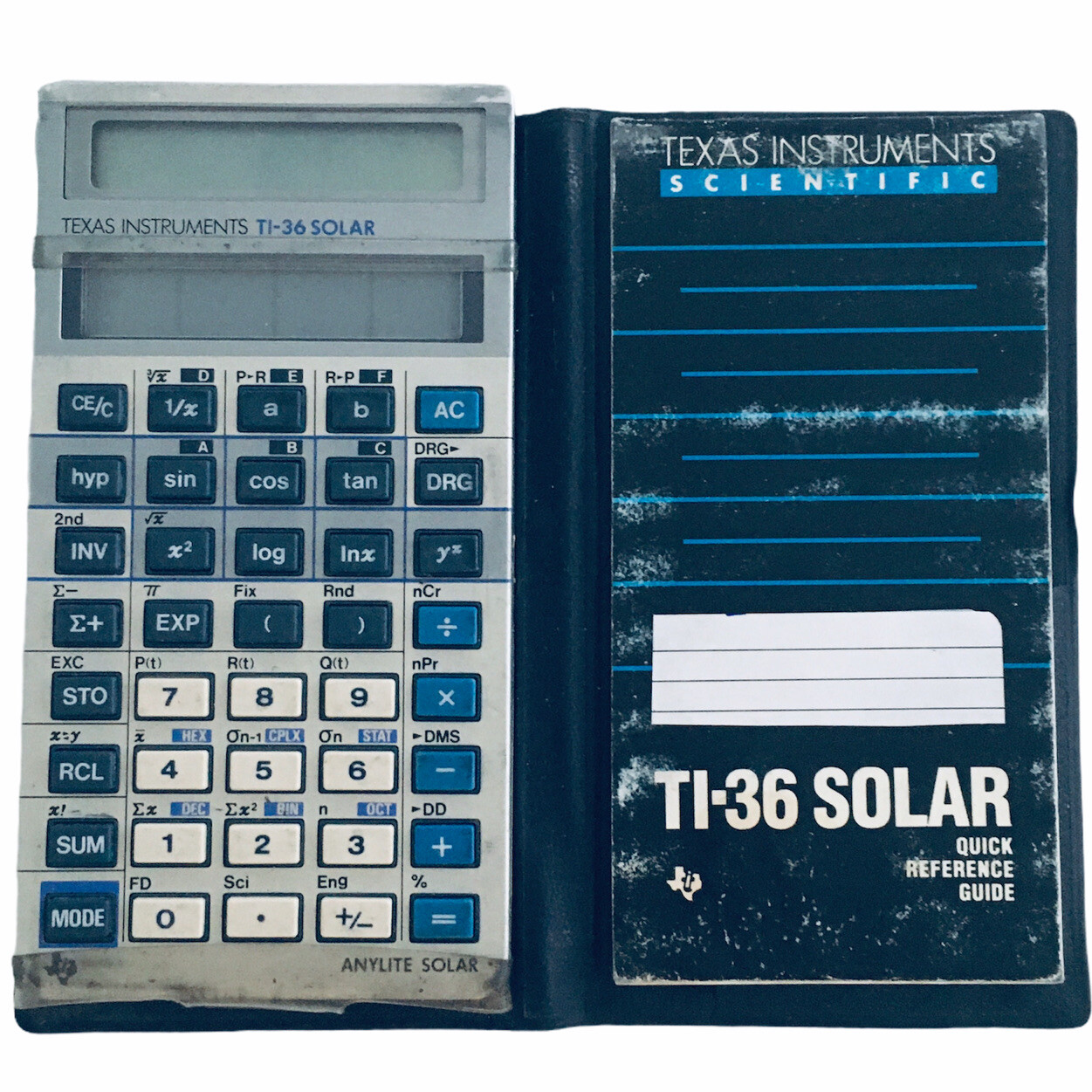 Vintage Texas Instrument Ti-36 Solar Calculator With Case And Manual Tested