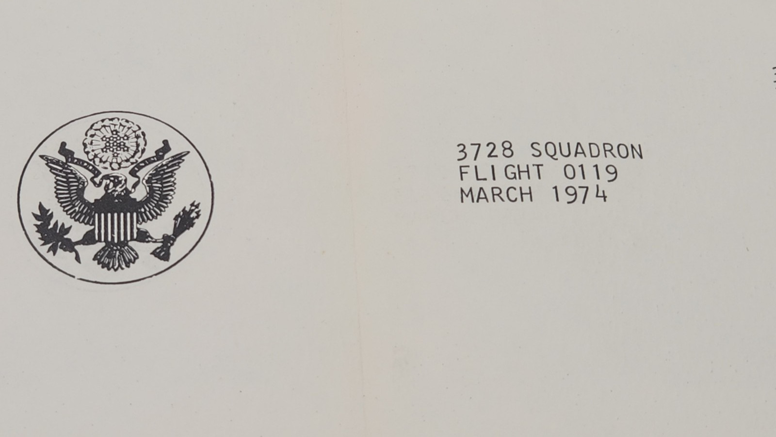 US Air Force Basic Training 3728 Squadron Flight 0119 March 1974 Class Book