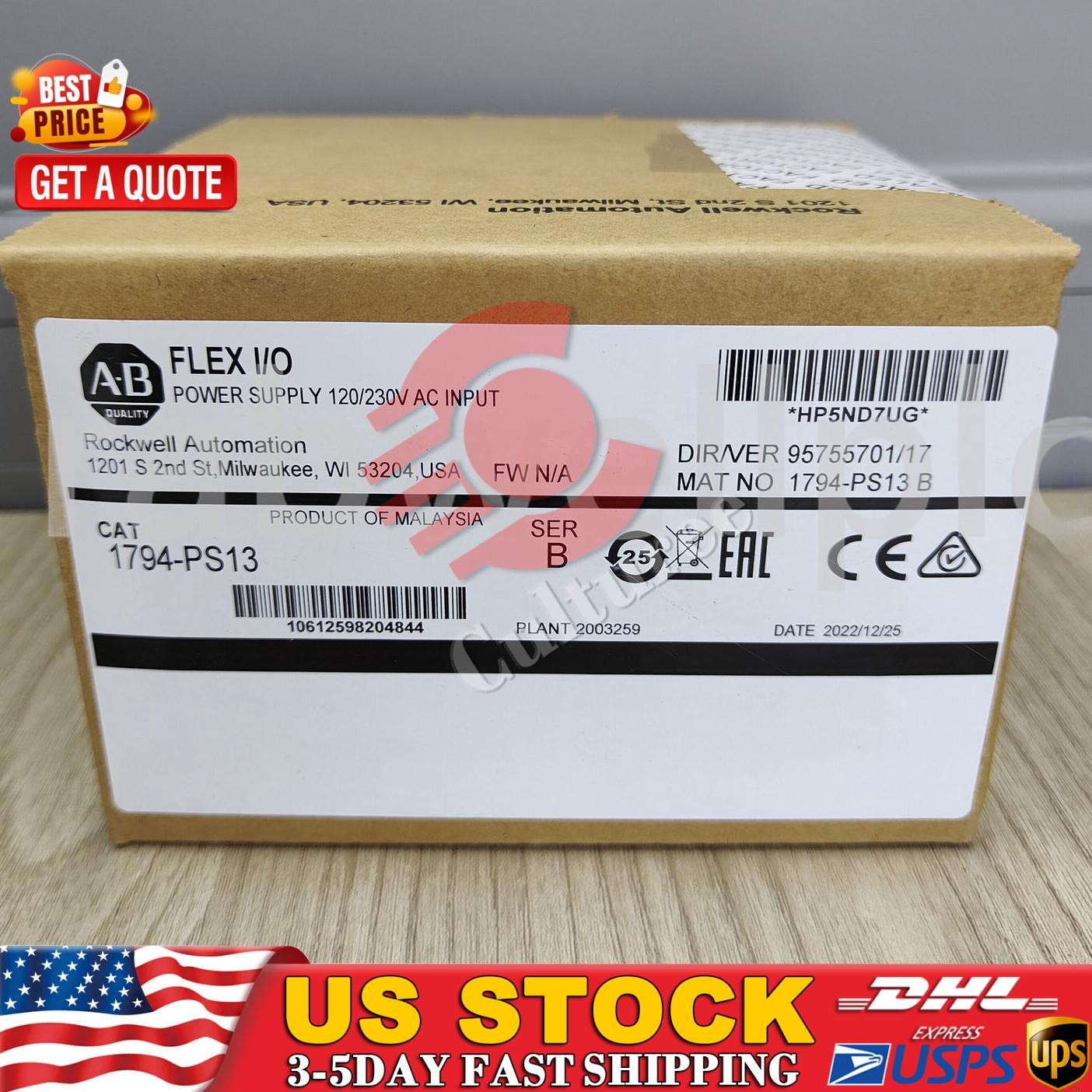 Newest Allen-Bradley 1794-PS13 Power Supply Module Ser B In Box In Stock