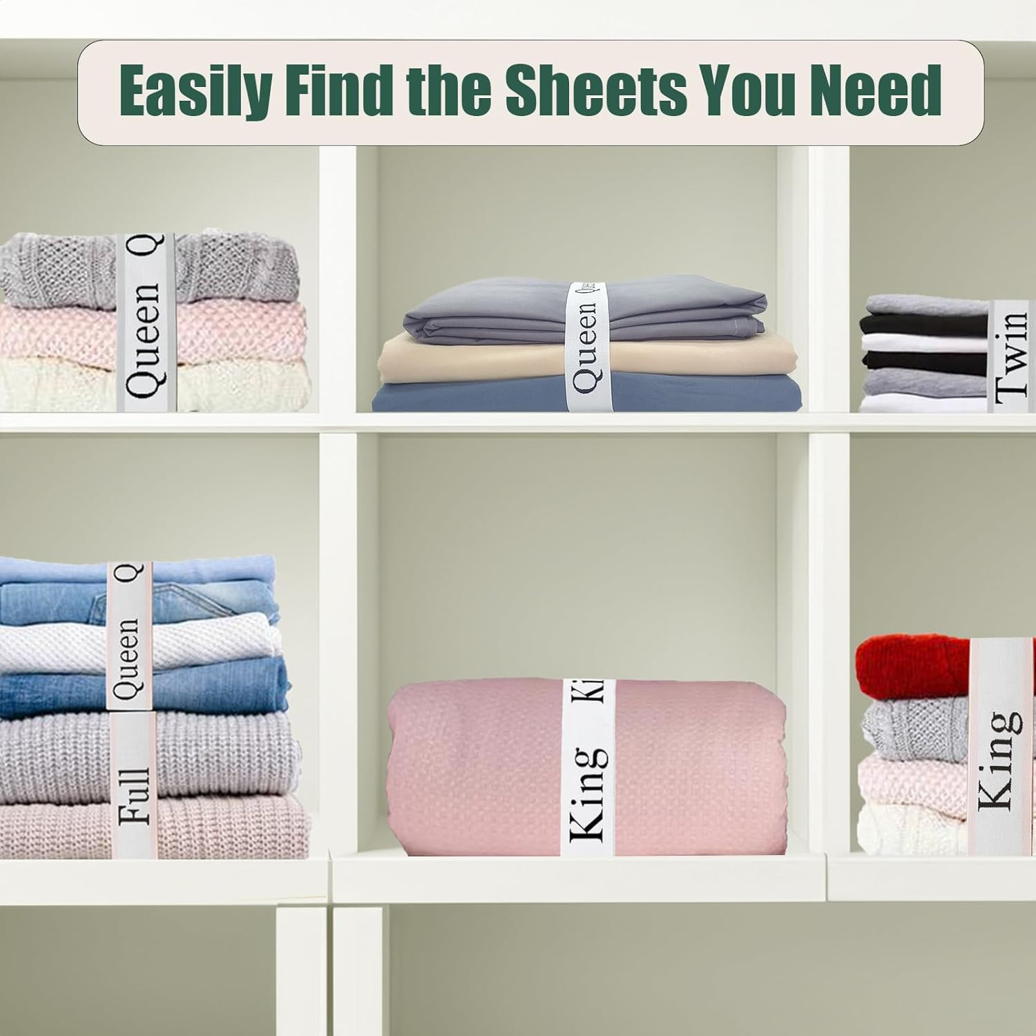 24 Pieces Bed Sheet Organizer Bands, Closet Organization Sheet Straps, Linen Lab