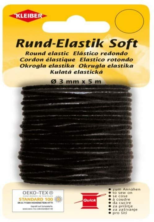 Kleiber 5m Rund-Elastik Soft 3mm Rubber Hat Black Rope IN Zb.
