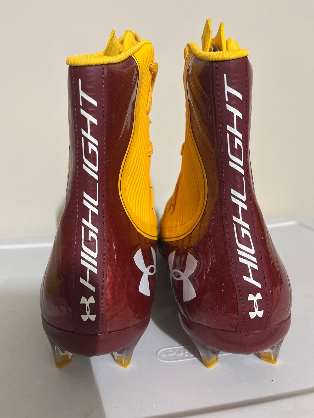 Under Armour Highlight MC Football Cleats Cardinal/Gold 3021478-601 Sz 10.5-12.5