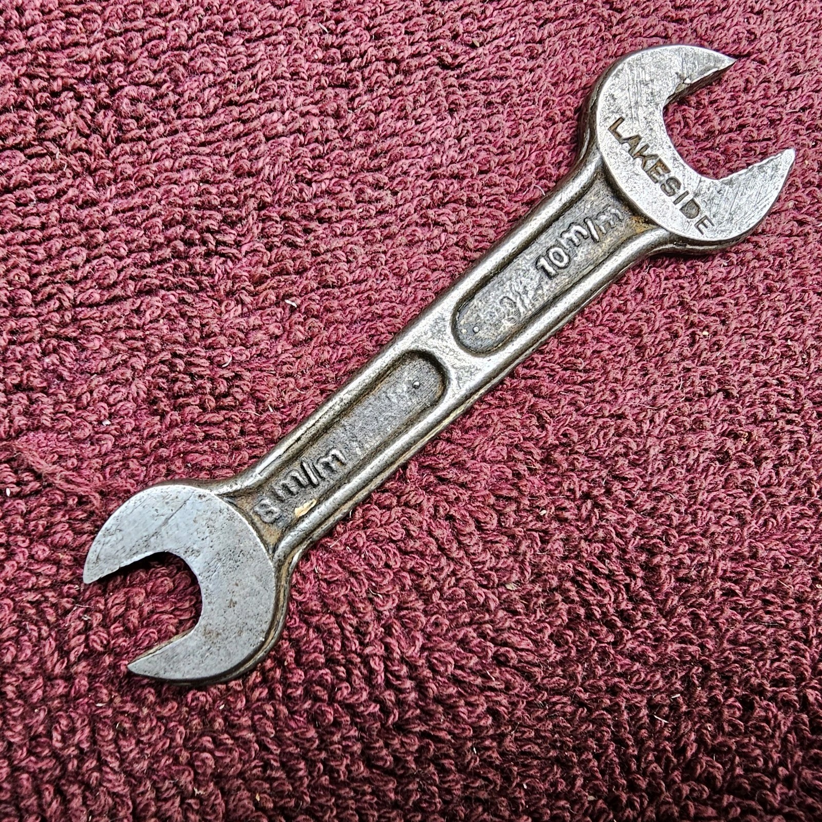 Vintage Lakeside 8mm x 10mm, 5/16" x 13/32" Open End Wrench