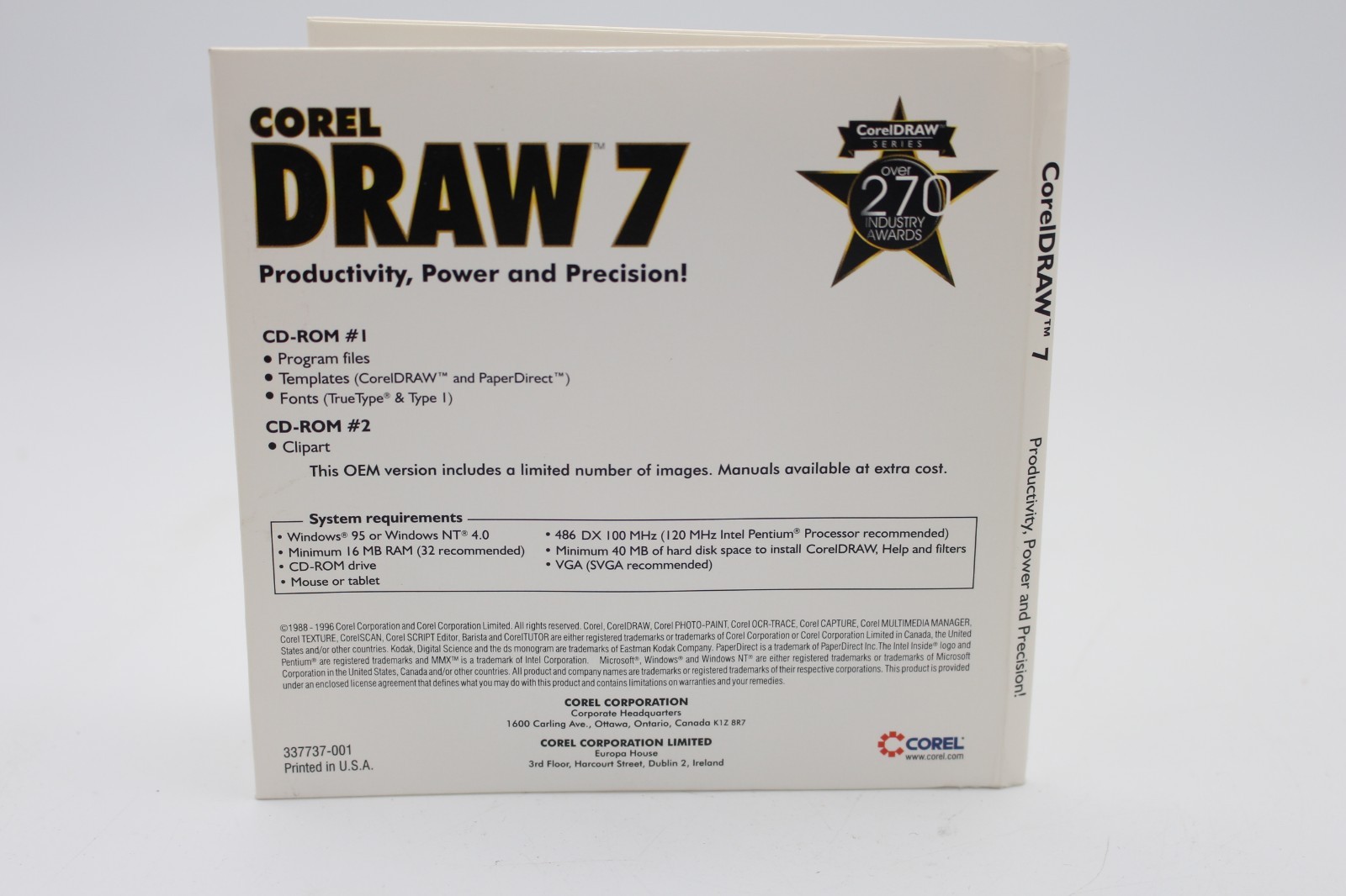 CorelDRAW 7 (2CD Set, 1996, Corel) Graphic Design Software Photo-Paint Dream 3D