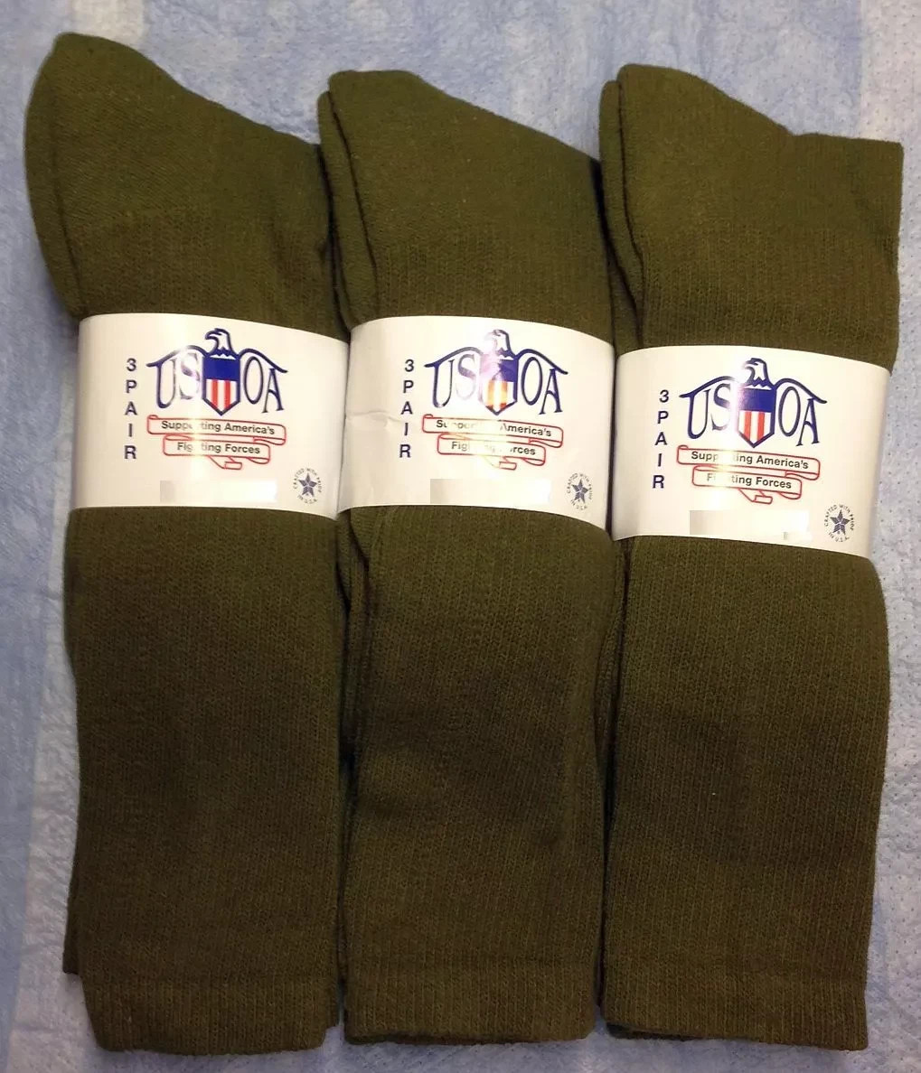 3pr Men's US Army Military Issue Anti-Fungal OTC Boot Socks OD GREEN 9-11 MED
