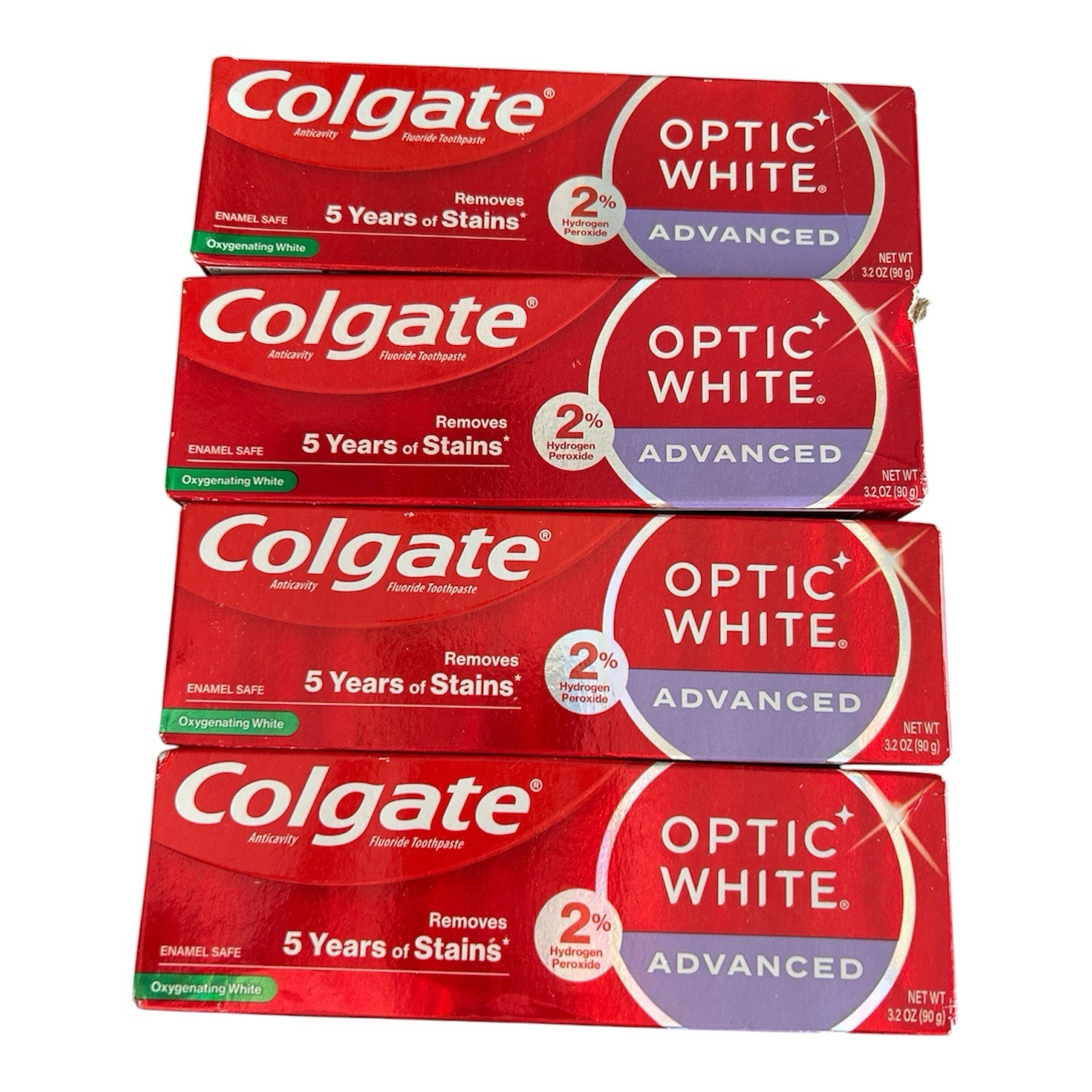 4x Colgate Optic White Advanced Toothpaste Oxygenating White 3.2 Oz Exp 1/26