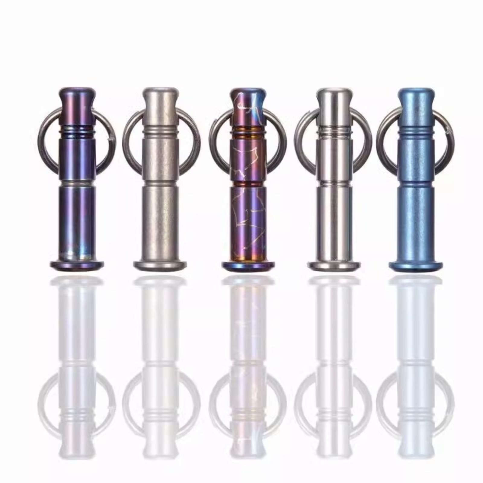 Titanium Lanyard Bead Bolt Holder With Split Ring Keychain Necklace Pendant DIY