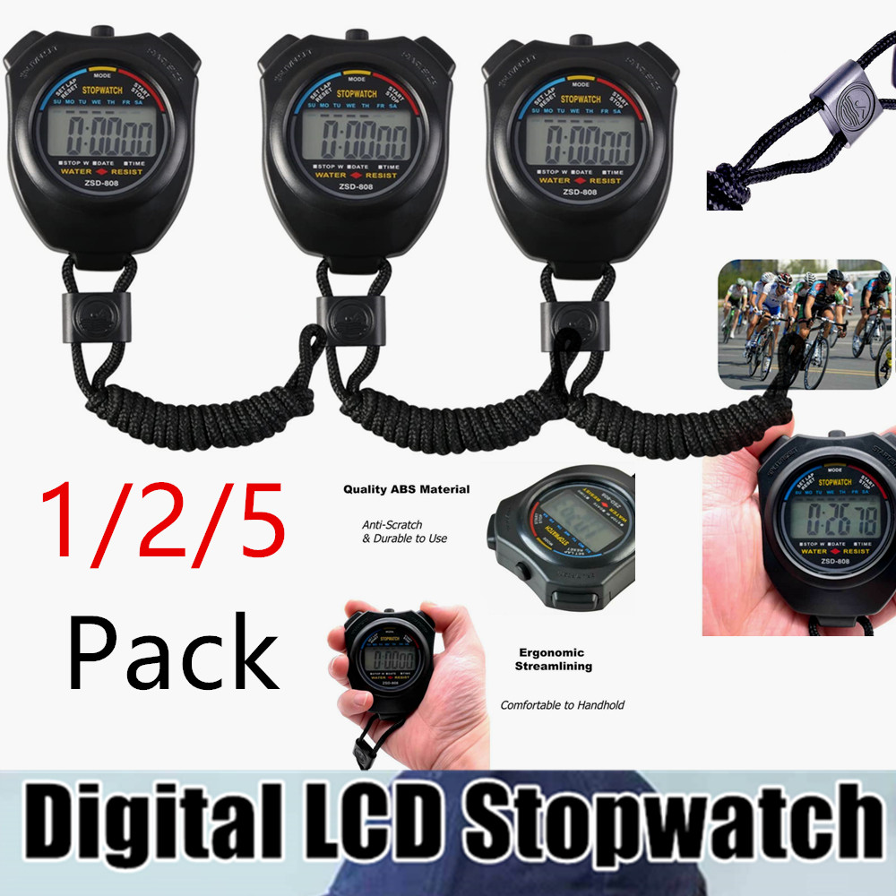1-5pack Digital Handheld Sports Stopwatch Stop Watch Timer Alarm Counter Seller