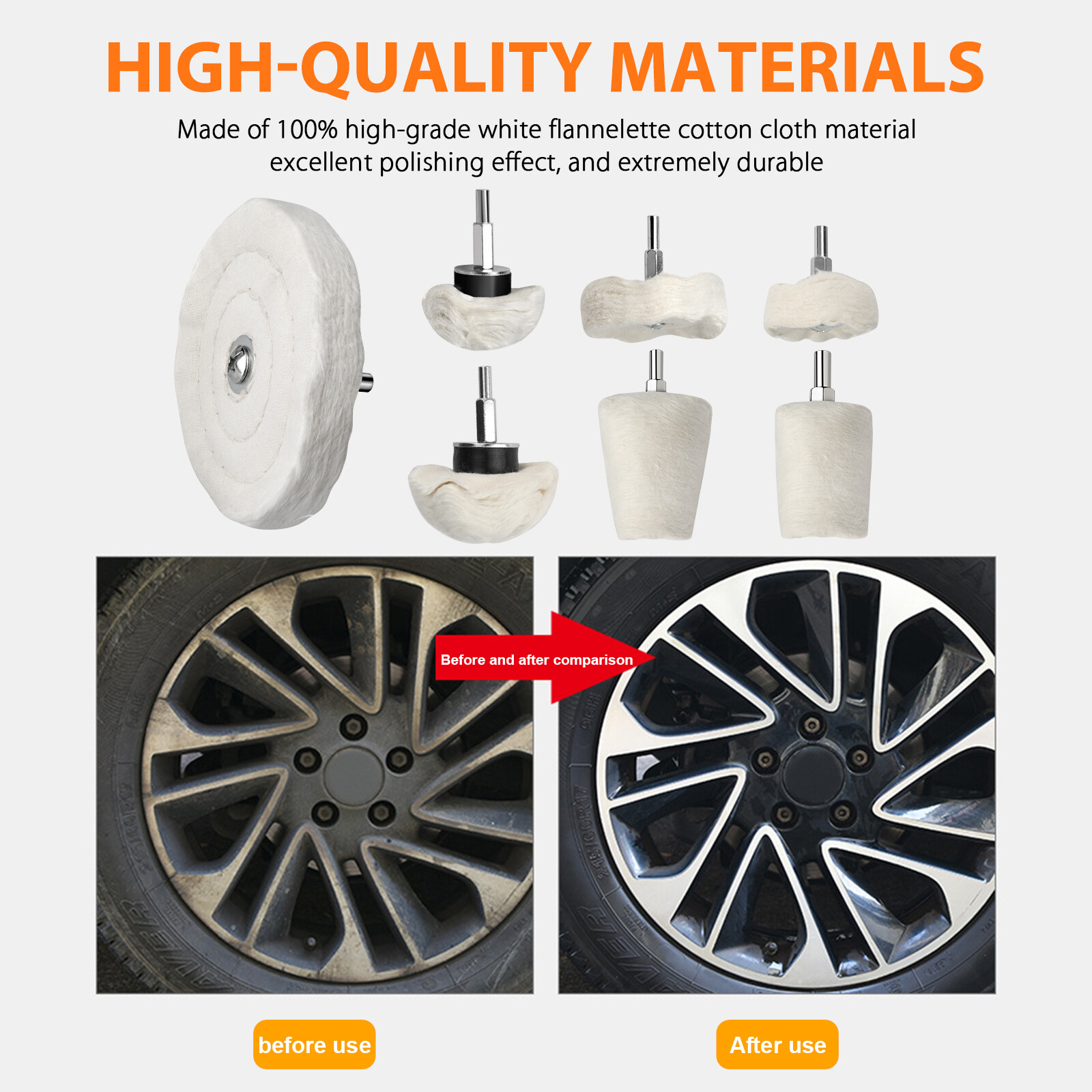 7/5X Car Polisher Polishing Buffing Pads Mop Wheel Drill Kit Aluminum Stainless