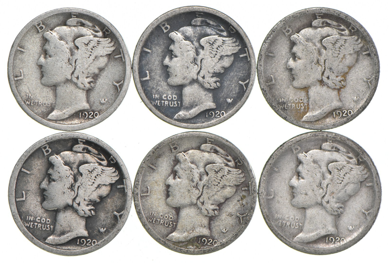 VG+ 1920-S Mercury 90% Silver Dime