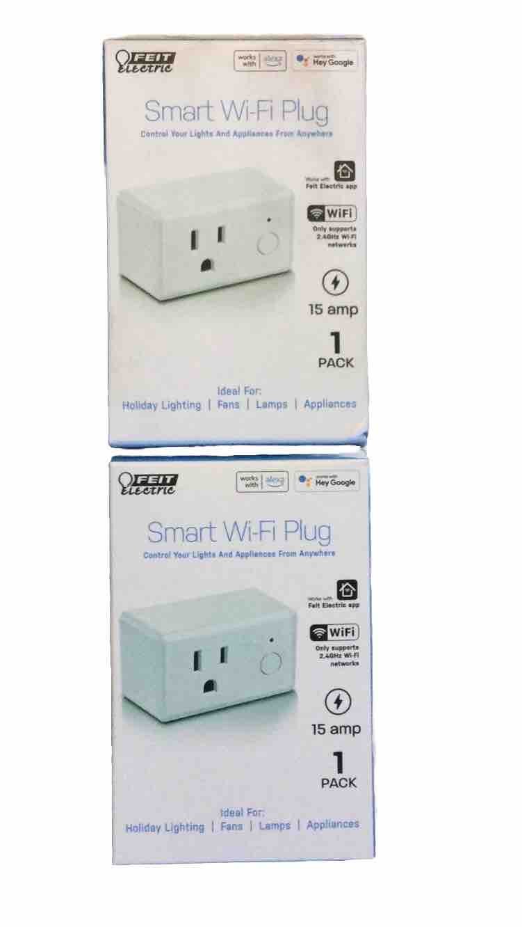 Feit Electric Smart Plug, WiFi Plug Works with 1 Count (Pack of 2), White (E5)