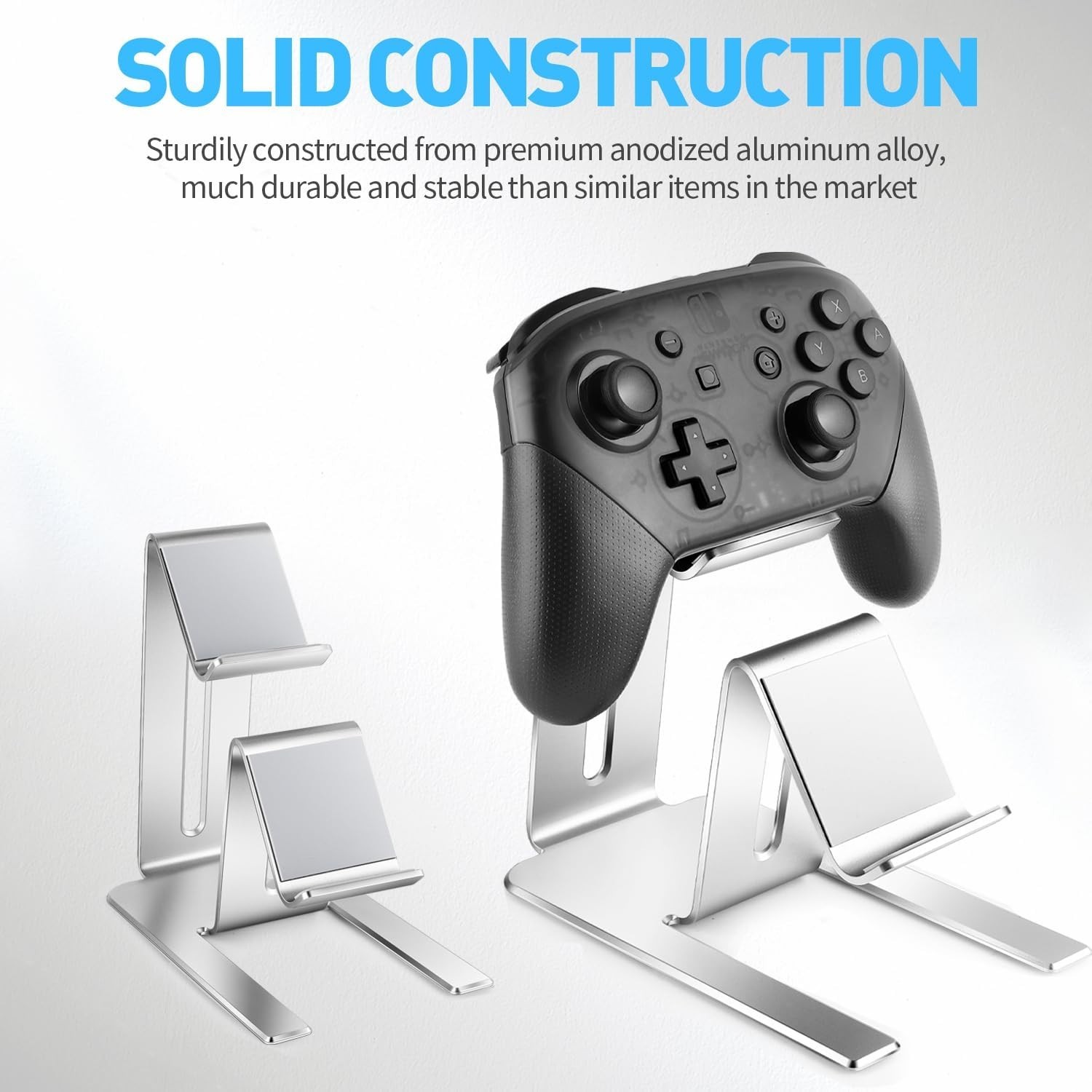 Compact Desktop Display Stand for Two Game Controllers, Space-Saving Design