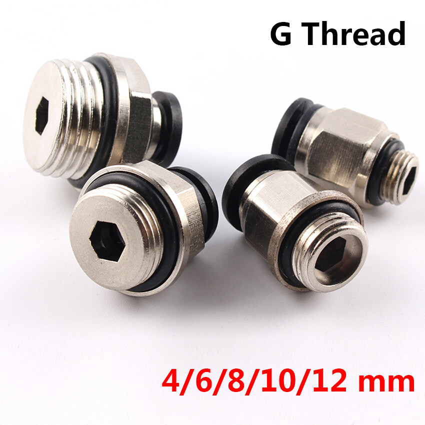G Male Thread x Push-in Fittings Pneumatic Hose Tube Straight Adapter Ø 4mm-12mm
