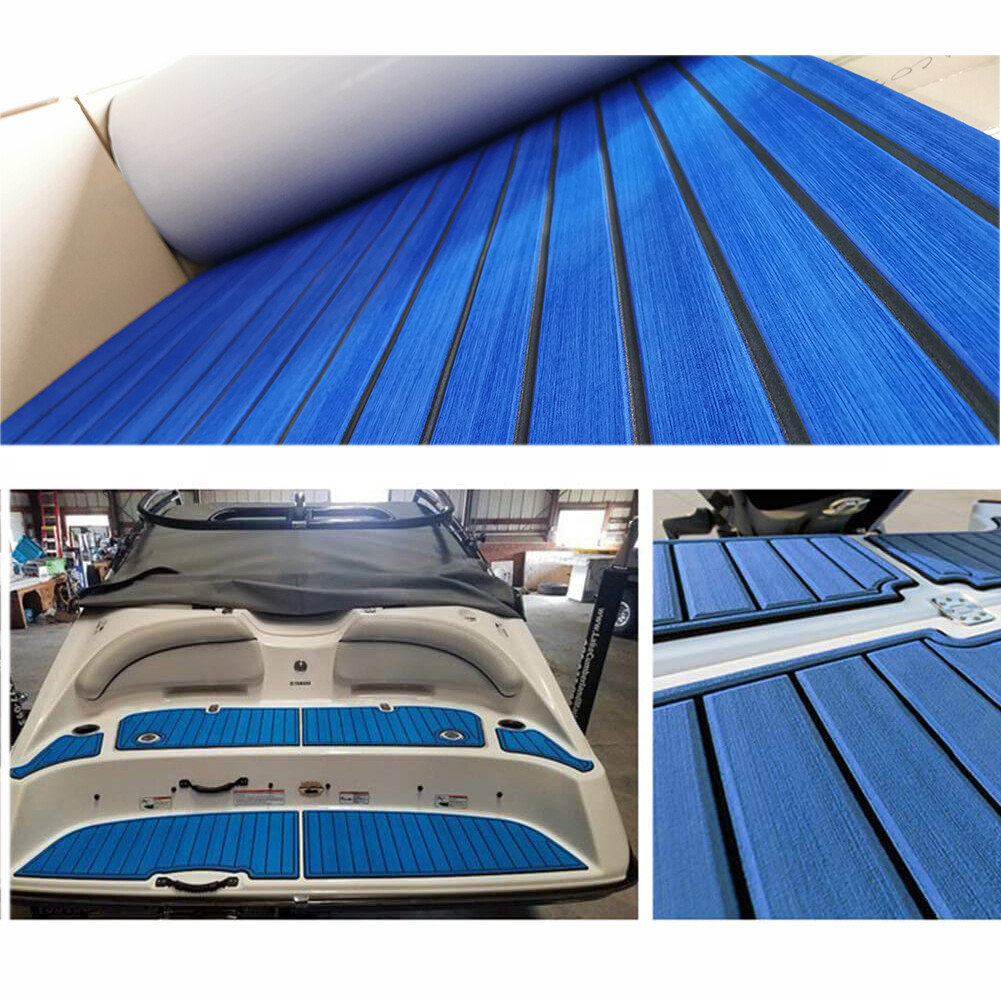 Dark Blue EVA Boat Decking Foam Sheet Marine Mat Faux Teak Flooring , Carpet