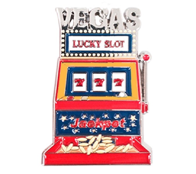 Las Vegas Casino Metal Magnet Slot Machine Jackpot Red 777 Coin Slots