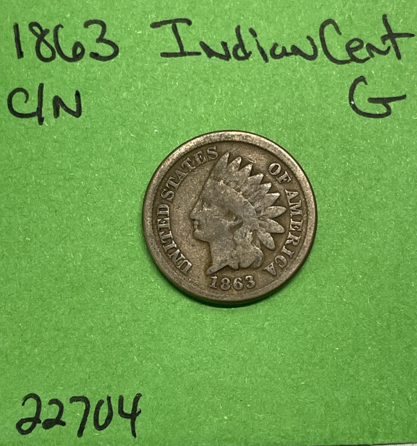 1863 Indian Head Cent 1c Good Copper-Nickel